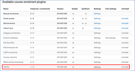 Moodle available courses enrolment settings