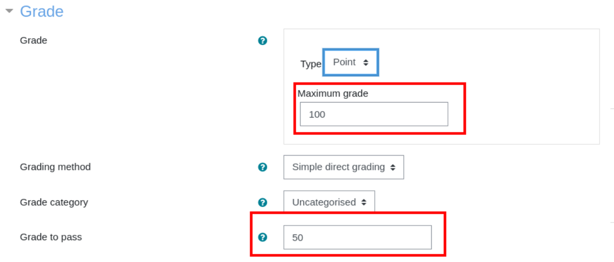 You have the ability to select the Scale, Point, or None grade types
