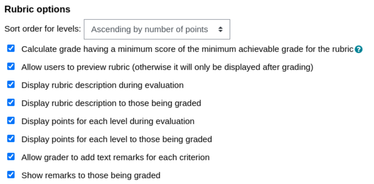 Additional Rubric options