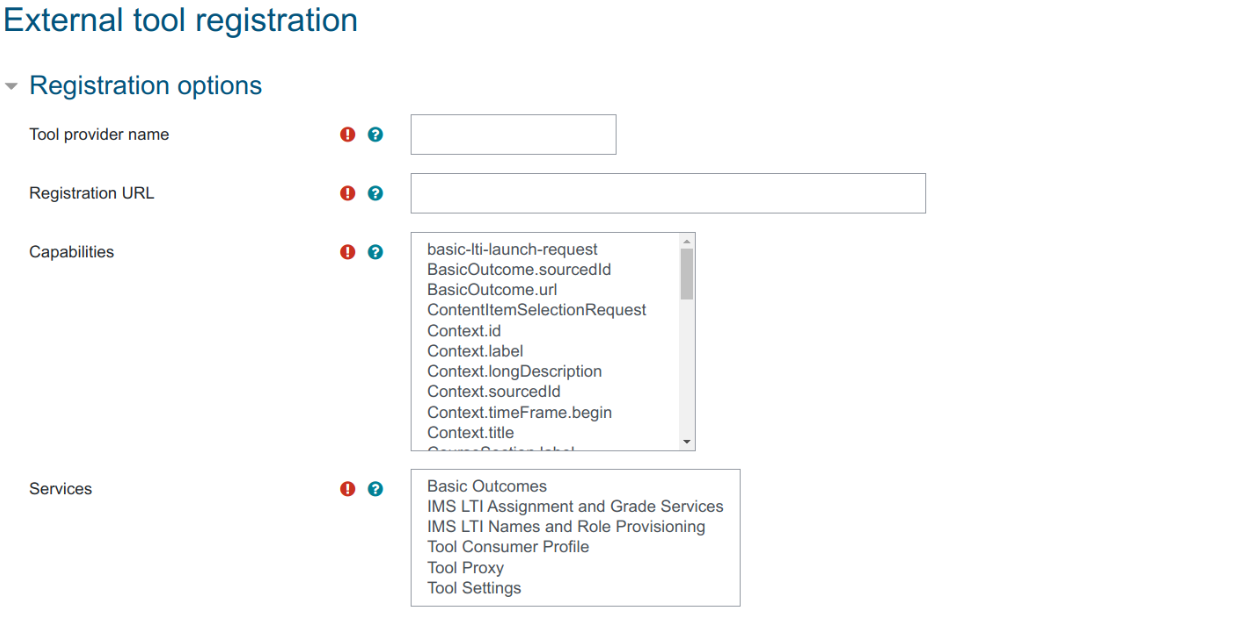 External tool registrations