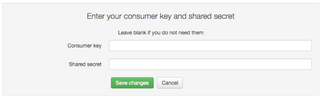 Consumer key and shared secret