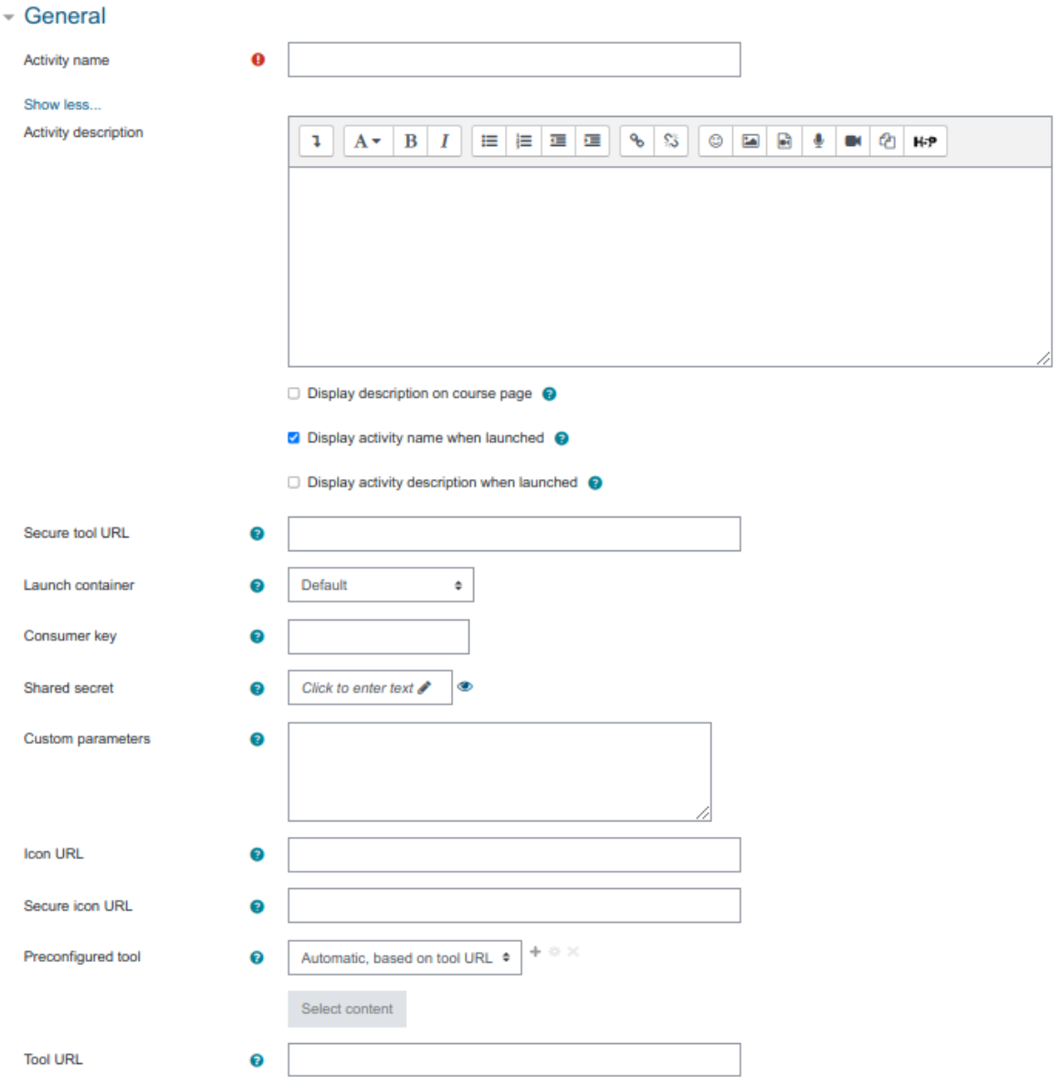 Moodle General Settings