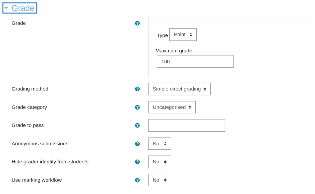 moodle assignment grading method