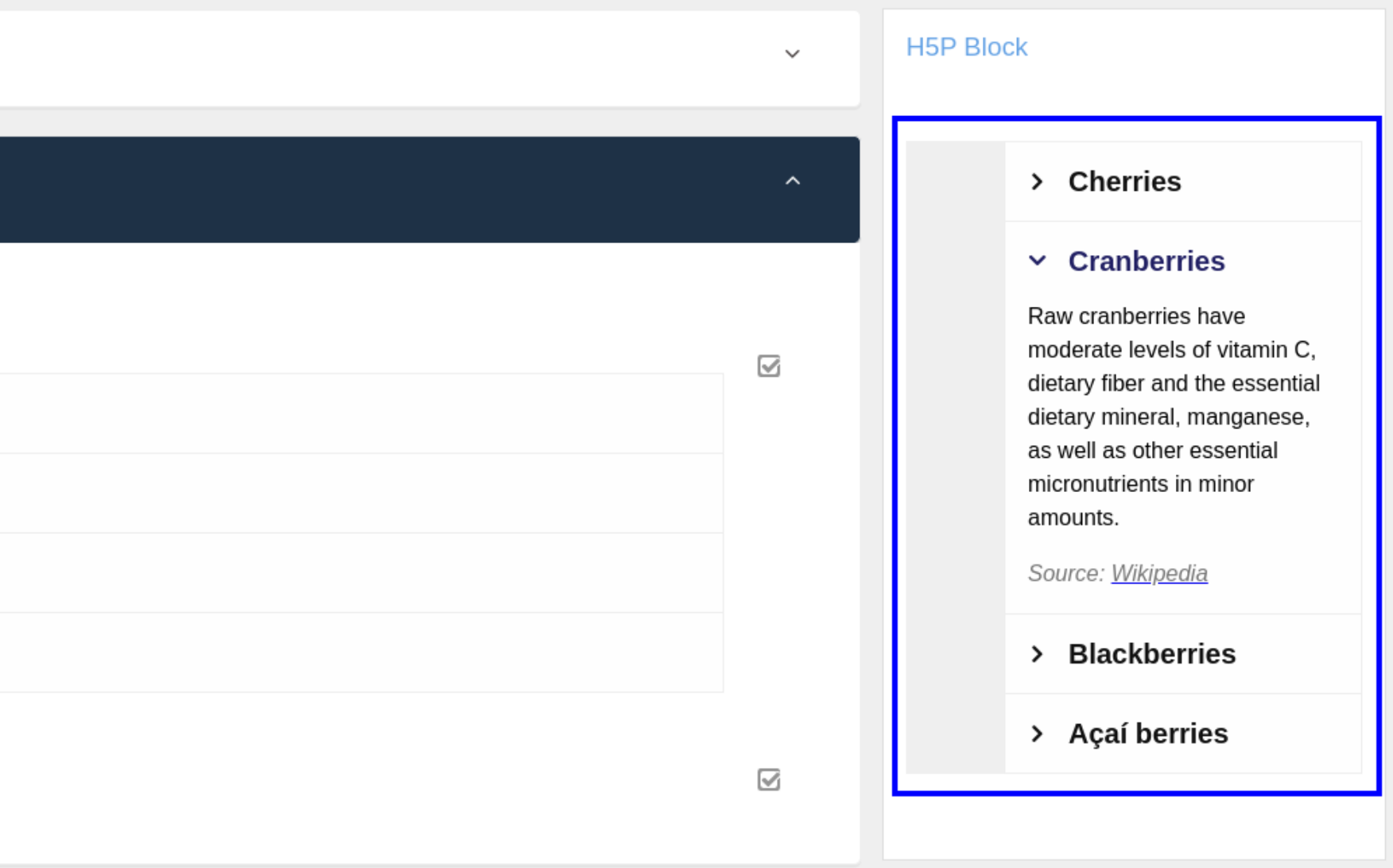 Add H5P activities to HTML Moodle blocks