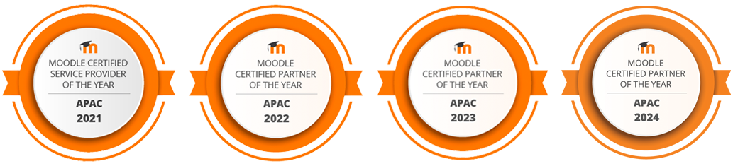 Awarded the Moodle Certified Service Provider of the Year (APAC) in 2021, 2022, 2023, and 2024!